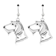 Wirehaired Dachshund Earrings Head Design in Sterling Silver in French Hook.