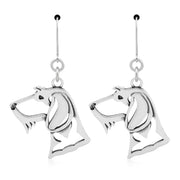 Wirehaired Dachshund Earrings Head Design in Sterling Silver in Leverback.