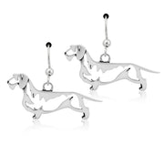 Dachshund Earrings in Sterling Silver, Wirehaired