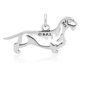 Wirehaired Dachshund Pendant Body Design in Sterling Silver Back Side View.