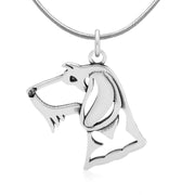 Wirehaired Dachshund Necklace Head Design in Sterling Silver on Snake Chain.