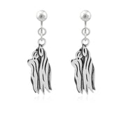 Yorkshire Terrier Clip-On Earrings Head Design with Show Cut in Sterling Silver.