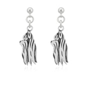 Yorkshire Terrier Earrings Head Design with Show Cut in Sterling Silver in Dangle Post.