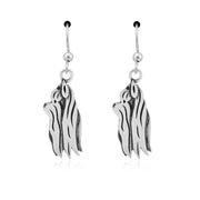 Yorkshire Terrier Earrings Head Design with Show Cut in Sterling Silver in French Hook.